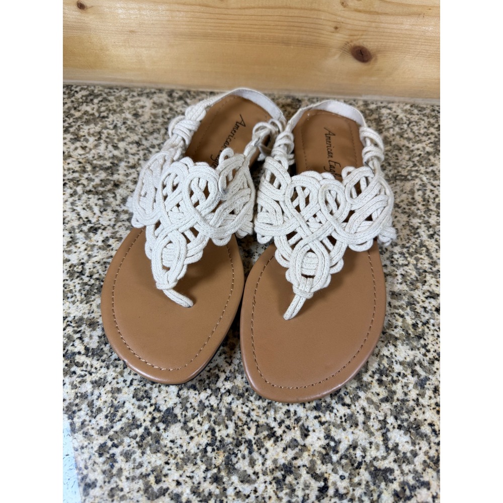 Avenue White Braided Thong Sandals